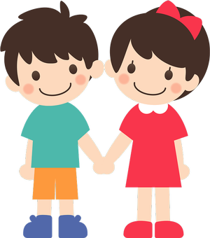 Children friends holding hands.