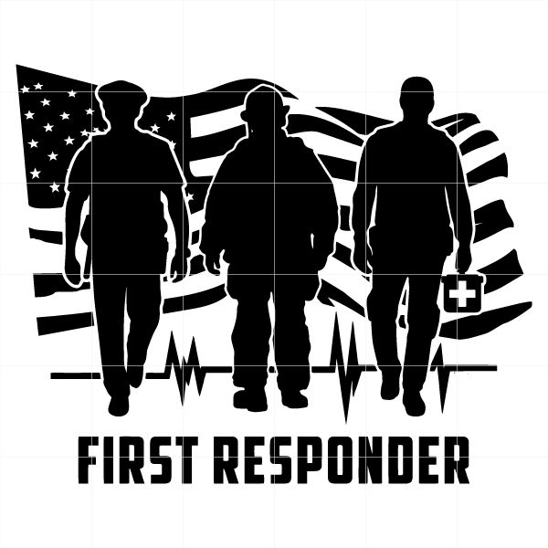 Clipart Silhouettes for Police, Firefighter and EMS First Responders.