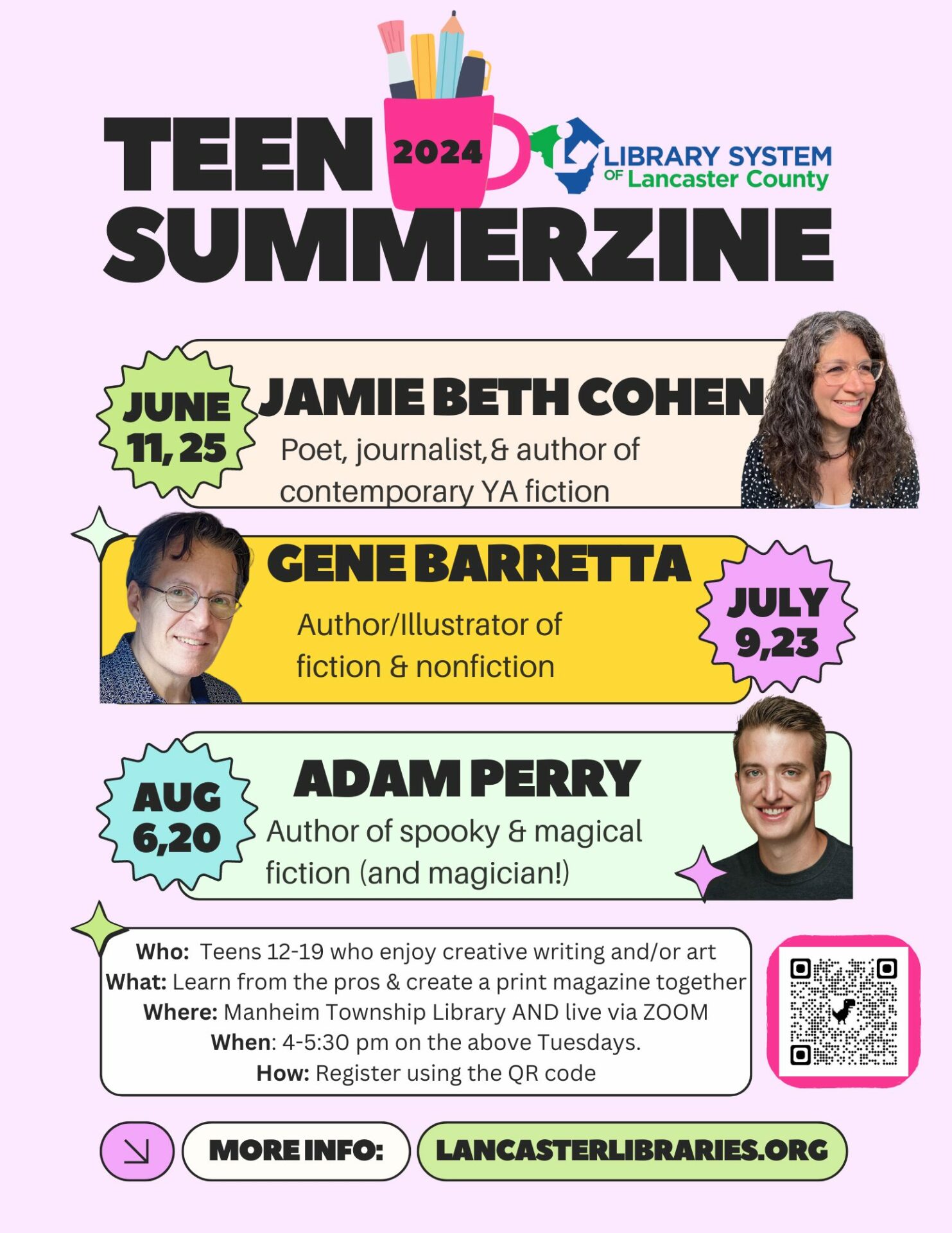 2024 Flier for Teen Summer Zine with 4 Authors.